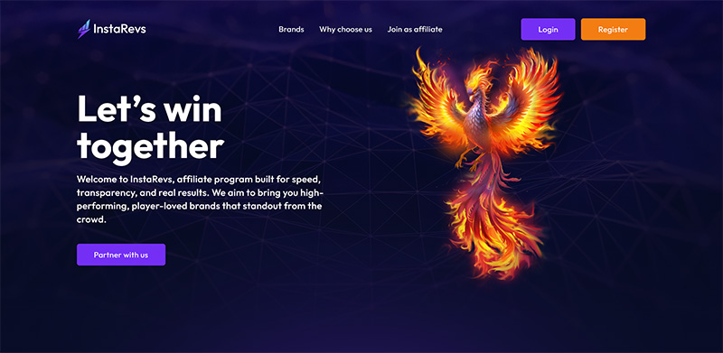 InstaRevs Affiliates website & screenshot