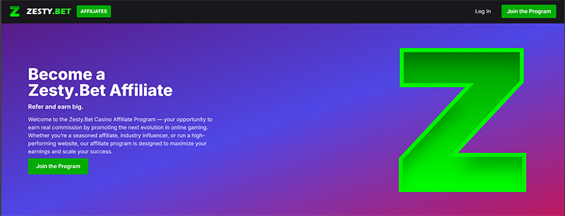 Zesty Affiliates website & screenshot