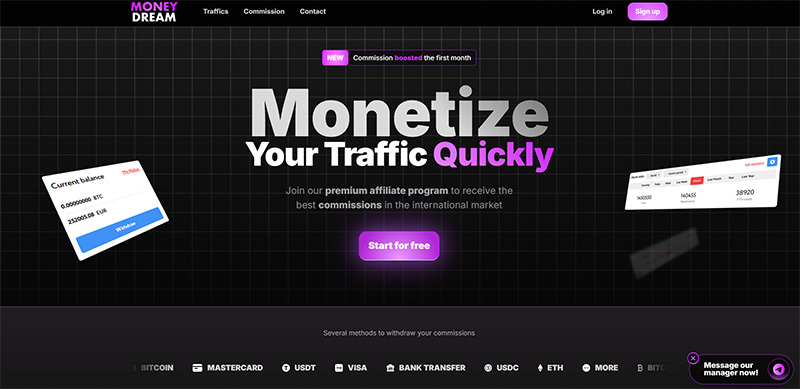 MoneyDream Partners website & screenshot