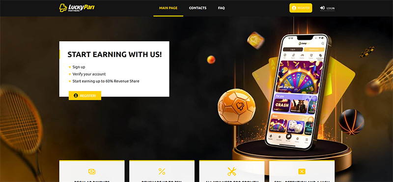 LuckyPari Partners website & screenshot