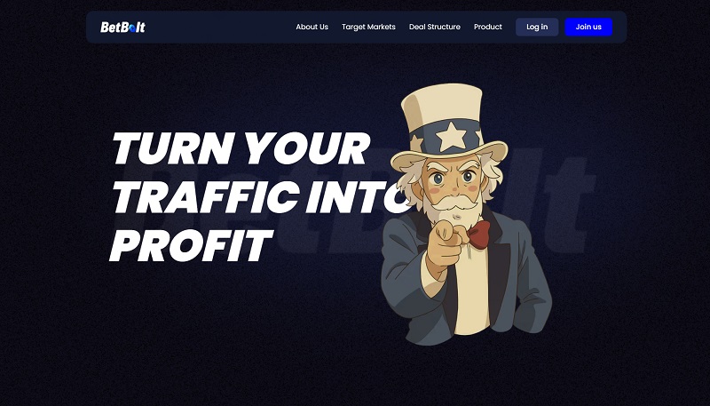 BetBolt Affiliates website & screenshot