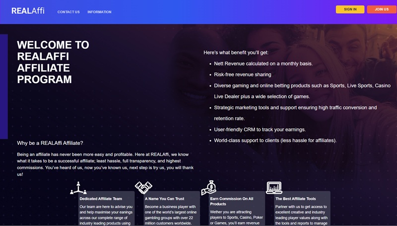 REALAffi Affiliates website & screenshot