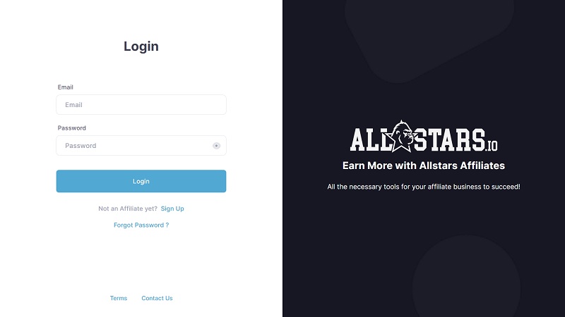 Allstars Affiliates website & screenshot