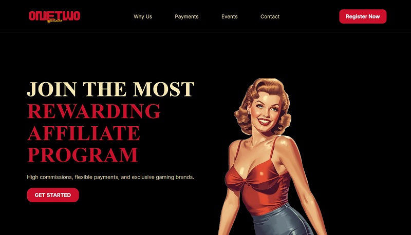 OneTwo Affiliates website & screenshot