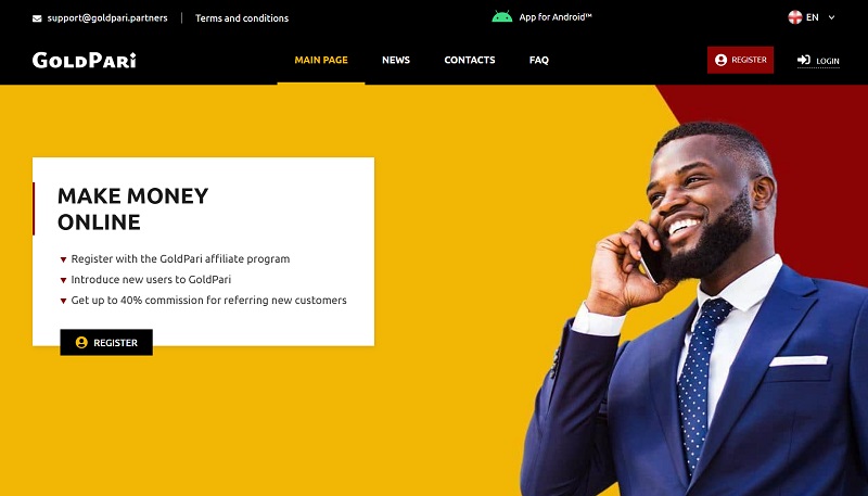 GoldPari Partners website & screenshot