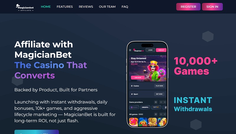 Arcane Affiliates website & screenshot