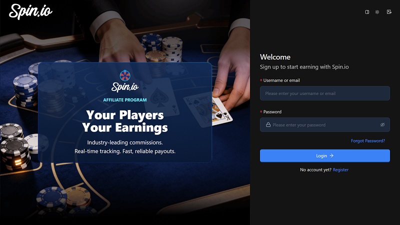 Spin.io Affiliates website & screenshot