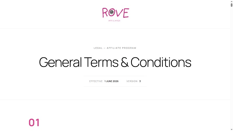 Rove Affiliates website & screenshot