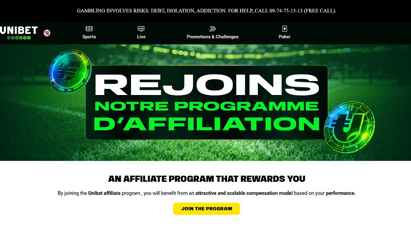 Unibet.fr Affiliates website & screenshot