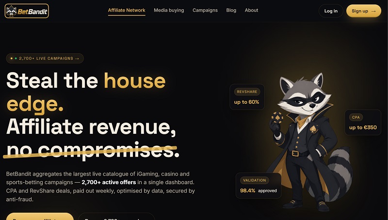 BetBandit Affiliate Network website & screenshot