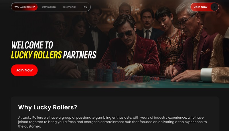 LuckyRollers Partners website & screenshot