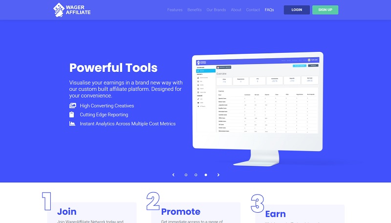 Wager Affiliate website & screenshot
