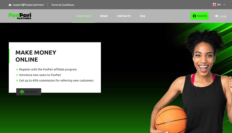 FunPari Partners website & screenshot