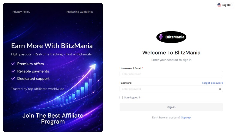 BlitzMania Partners website & screenshot