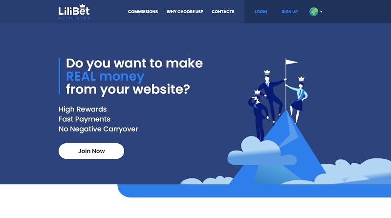 LiliBet Affiliates website & screenshot with commission plans