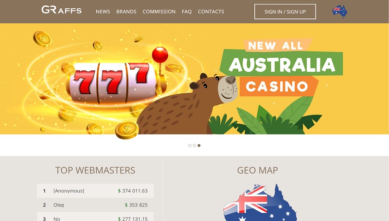 Golden Reels Affiliates website & screenshot with commission plans