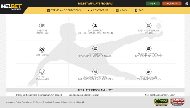 Melbet Partners website & screenshot with commission plans