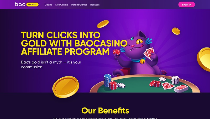Bao Casino Partners website & screenshot