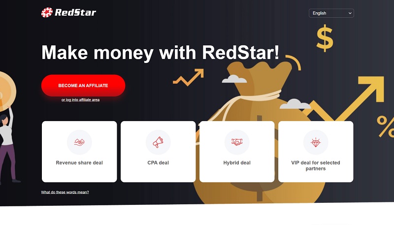 Red Star Partners website & screenshot with commission plans