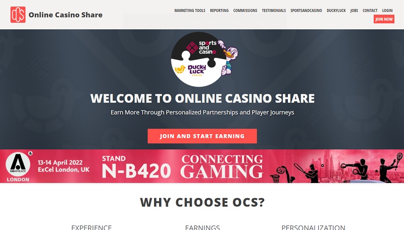 Online Casino Share website & screenshot