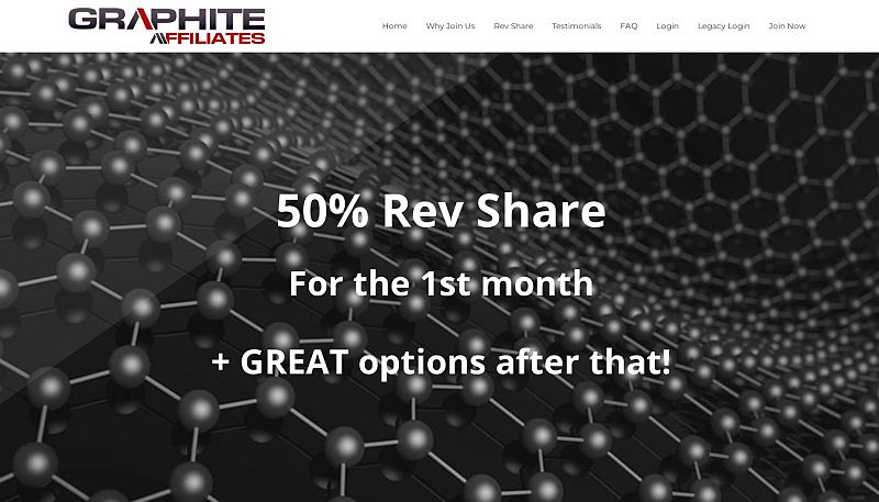 Graphite Affiliates website & screenshot with commission plans