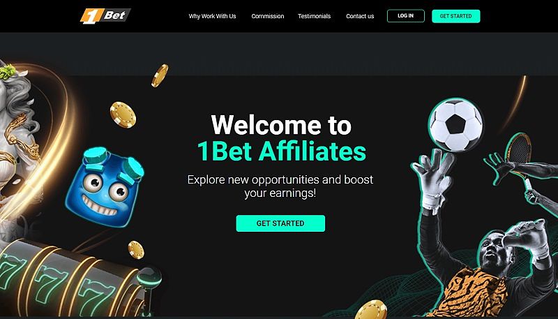1Bet Affiliates website & screenshot with commission plans