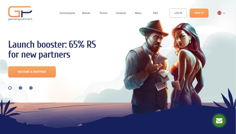Gambling Partners website & screenshot with commission plans