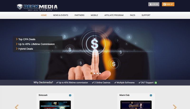 Deckmedia website & screenshot with commission plans