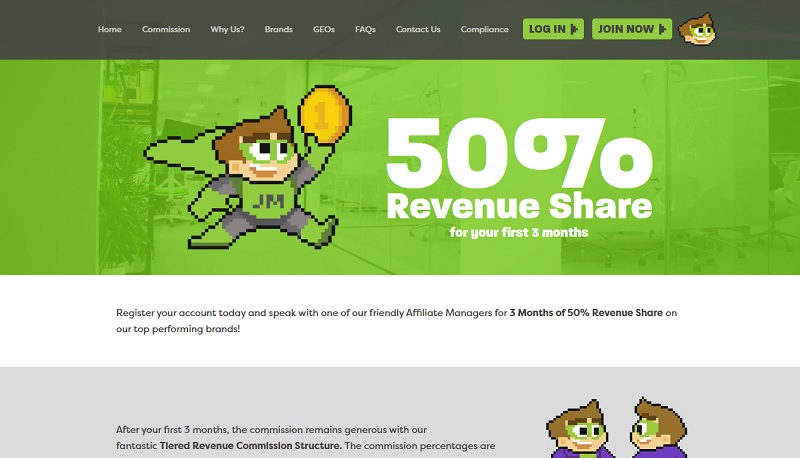 Jumpman Affiliates website & screenshot with commission plans
