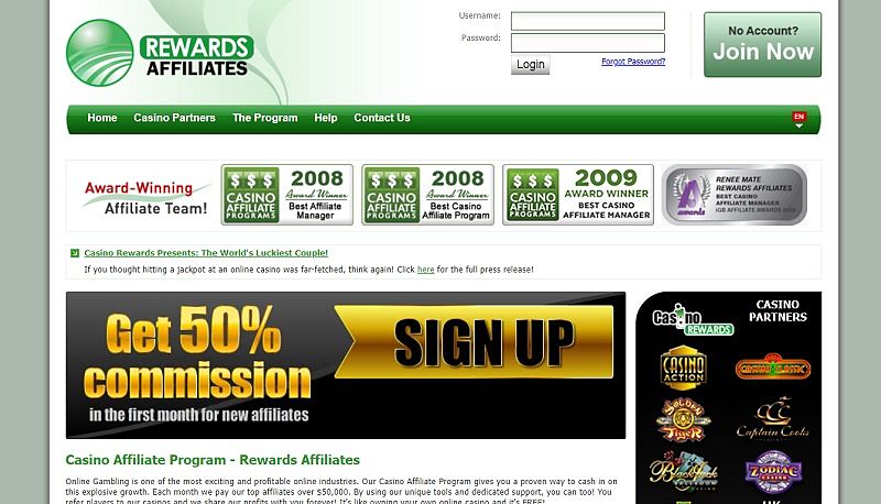Rewards Affiliates website & screenshot with commission plans